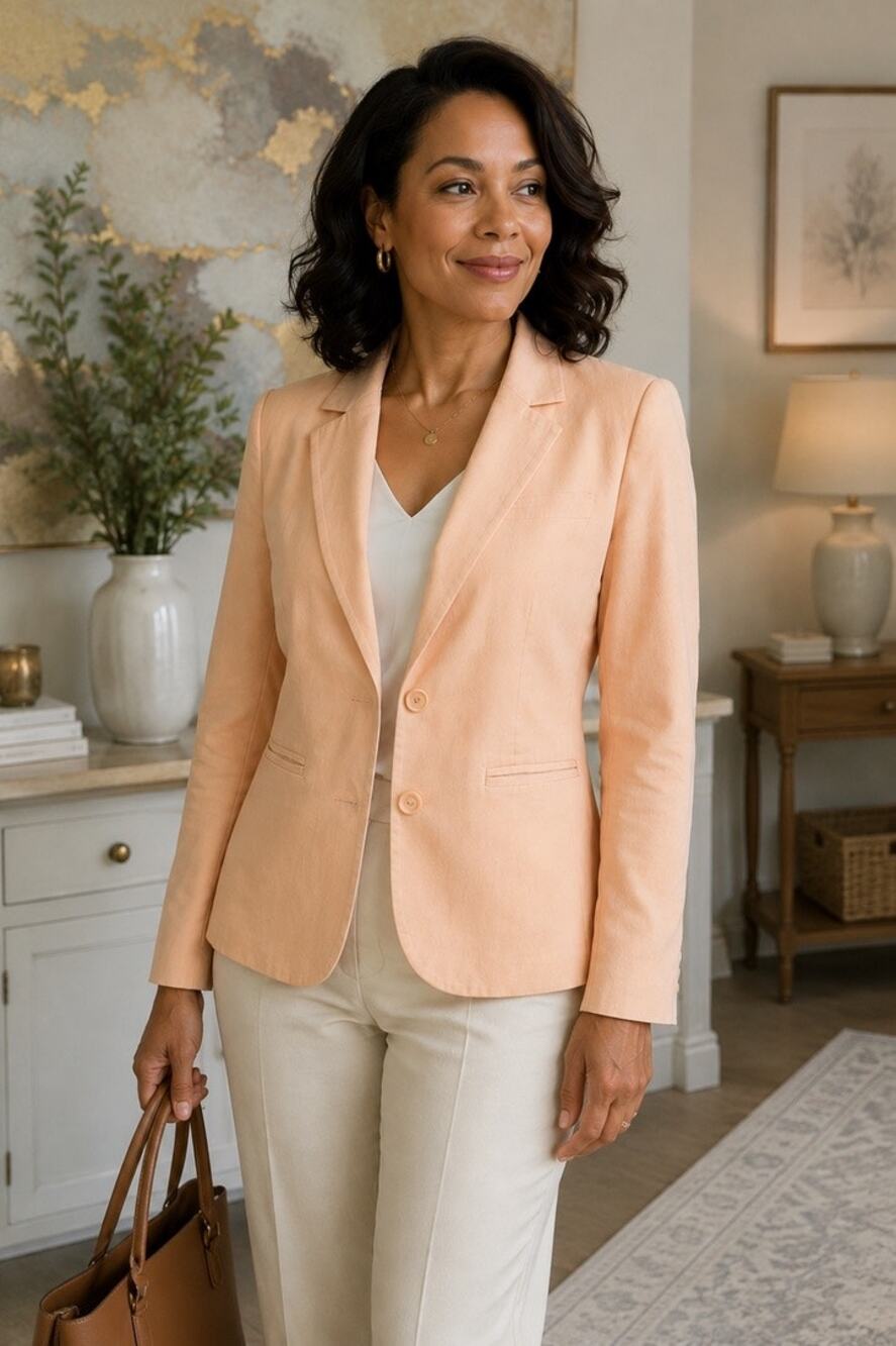 Ero Moda Apricot Blush Tailored Blazer 38 Coquette Old Money